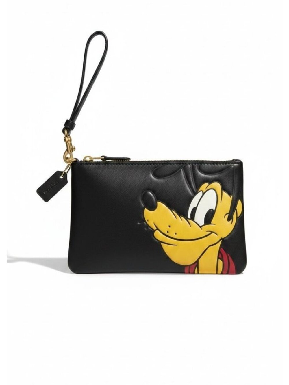 Rare Disney x Coach Pluto Leather Large Wristlet Pouch Black Limited Edition NIB